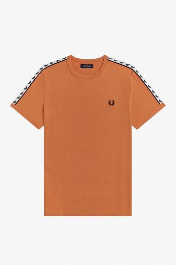 Bronze Fred Perry Taped Ringer Men's T Shirts | PH 1780RVDW